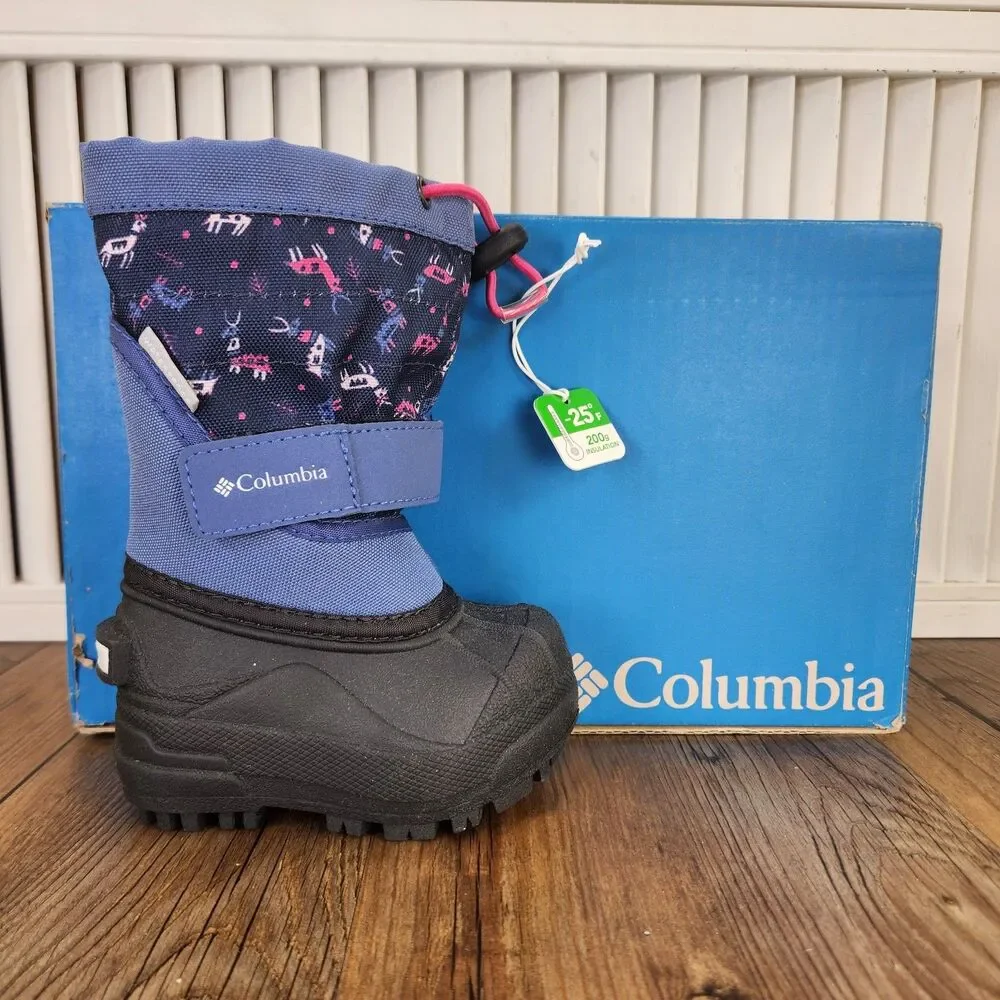 Columbia Toddler Powderbug Plus II Deer Print Size 4 Insulated Winter Snow Boots